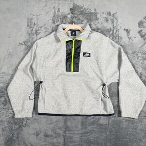 New Balance Pullover Jacket Sweatshirt Size S Recycled Polyester Grey Neon Zip